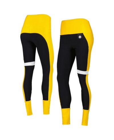 Женские леггинсы Kiya Tomlin Pittsburgh Steelers Colorblock Tri-Blend, черные/золотые