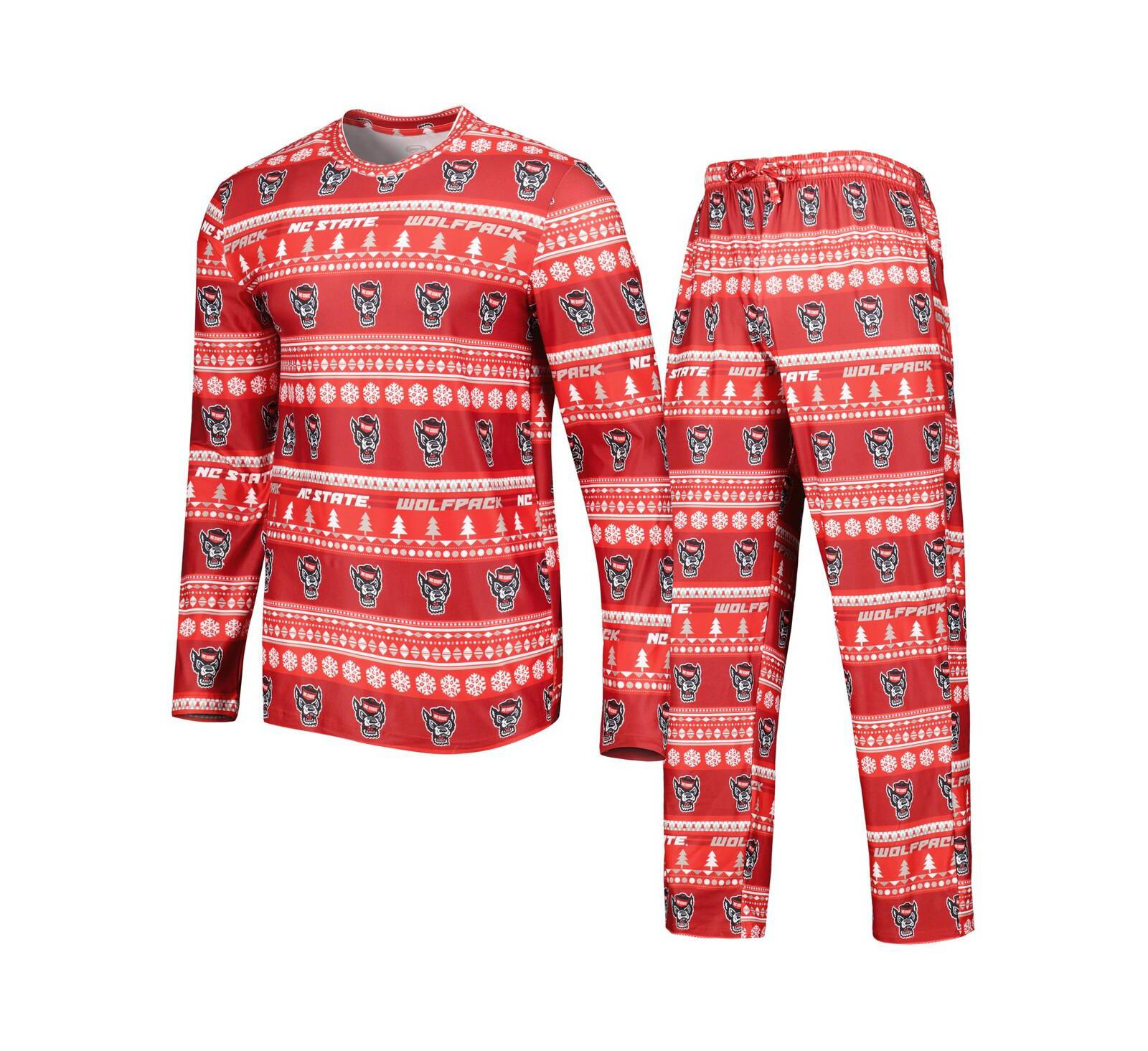 Men's Concepts Sport Red NC State Wolfpack Swivel Long Sleeve T-shirt and Pants Sleep Set