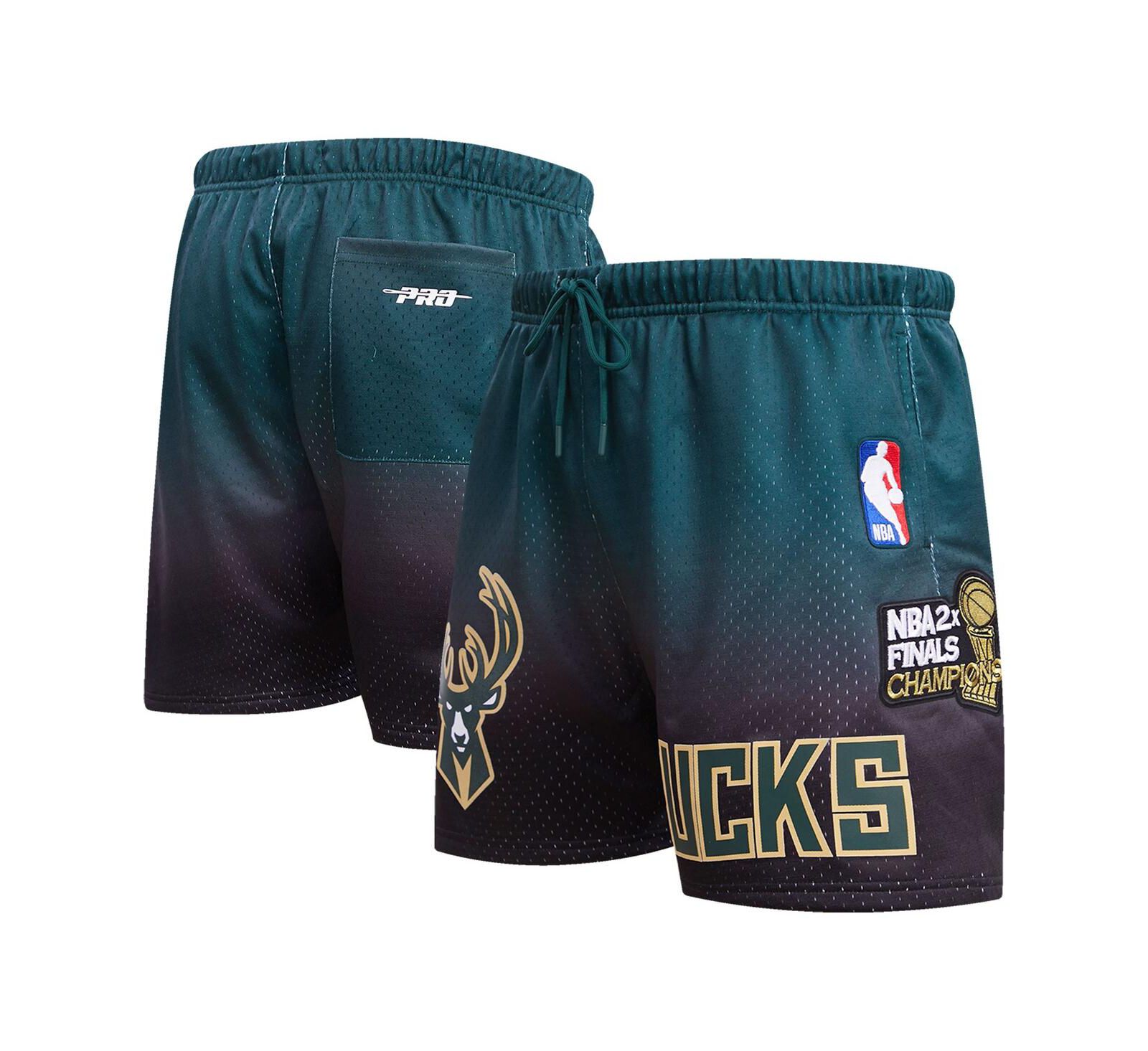 Шорты Pro Standard Men's Purple, Hunter Green Milwaukee Bucks Ombre Mesh