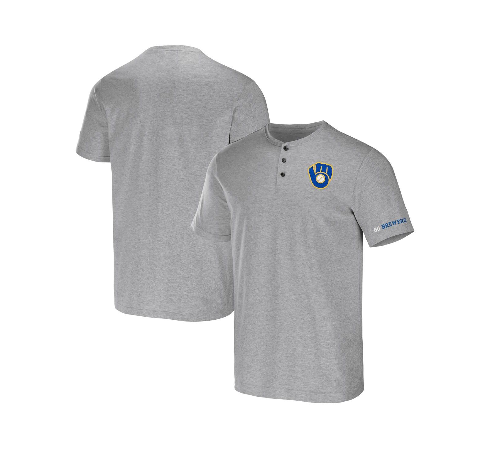 Футболка Henley Milwaukee Brewers Darius Rucker Collection by Fanatics, серая, Мужская