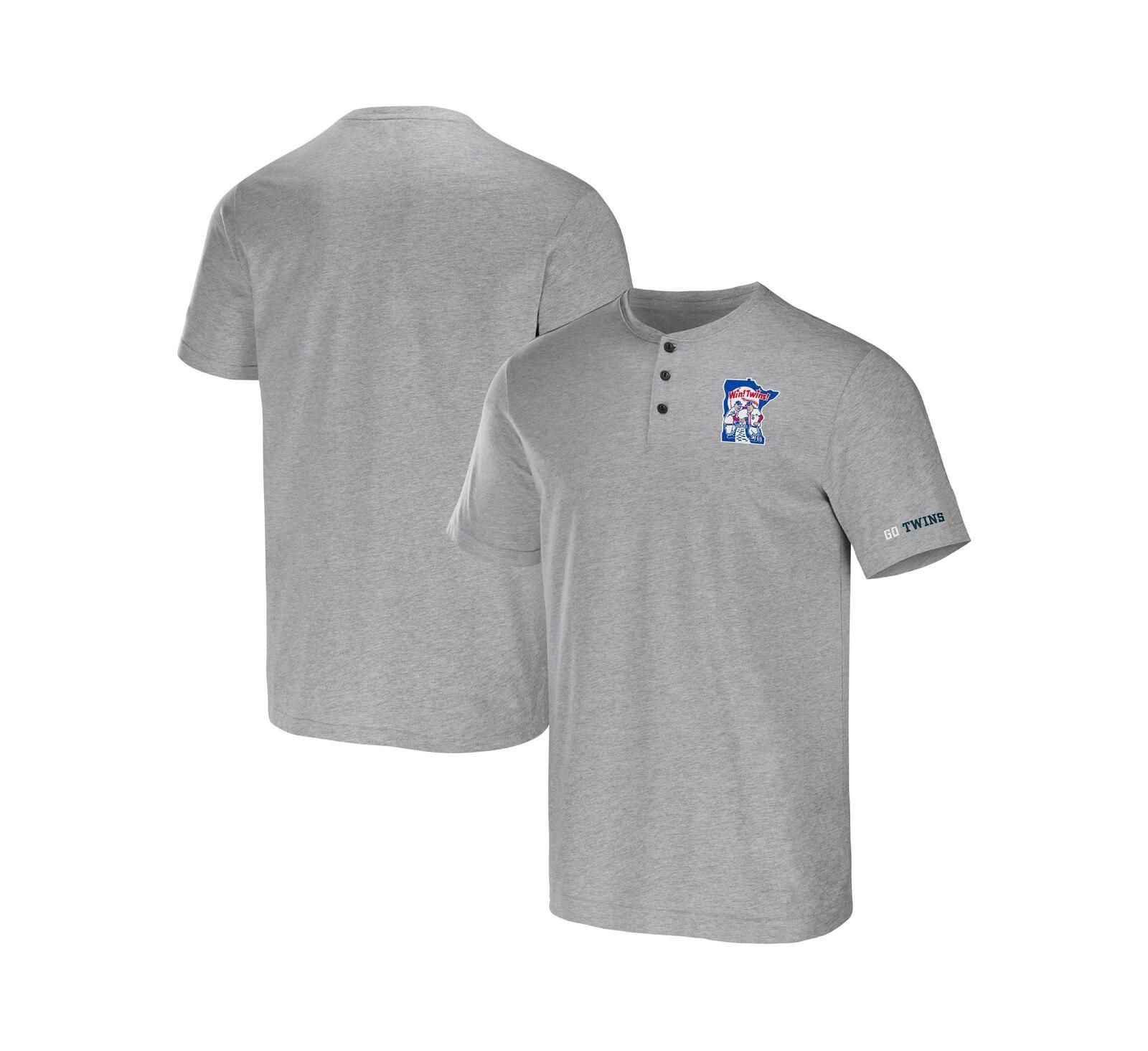Мужская футболка Henley Darius Rucker Collection by Fanatics Heather Gray Minnesota Twins