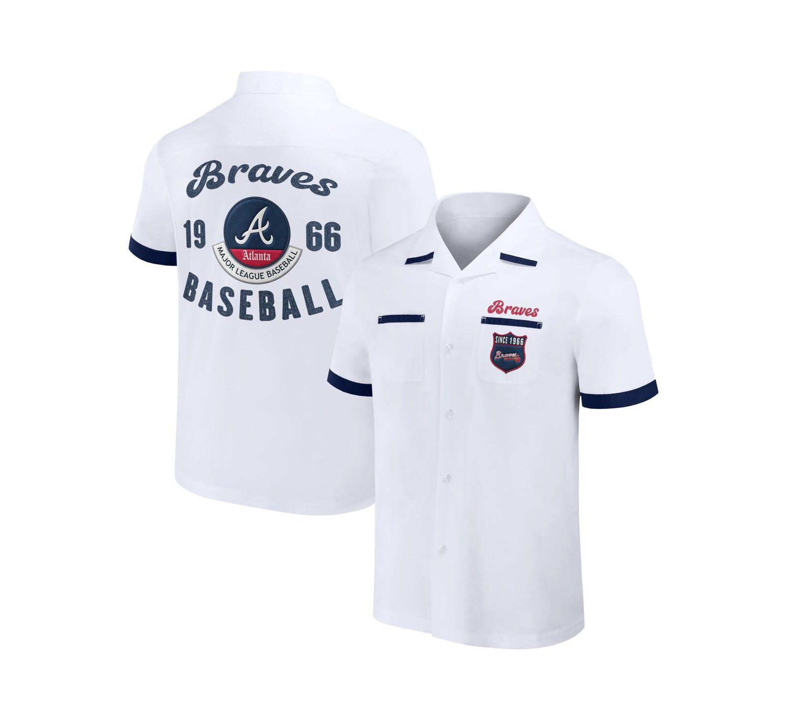 Мужская рубашка на пуговицах Darius Rucker Collection by Fanatics White Atlanta Braves Bowling Button-Up