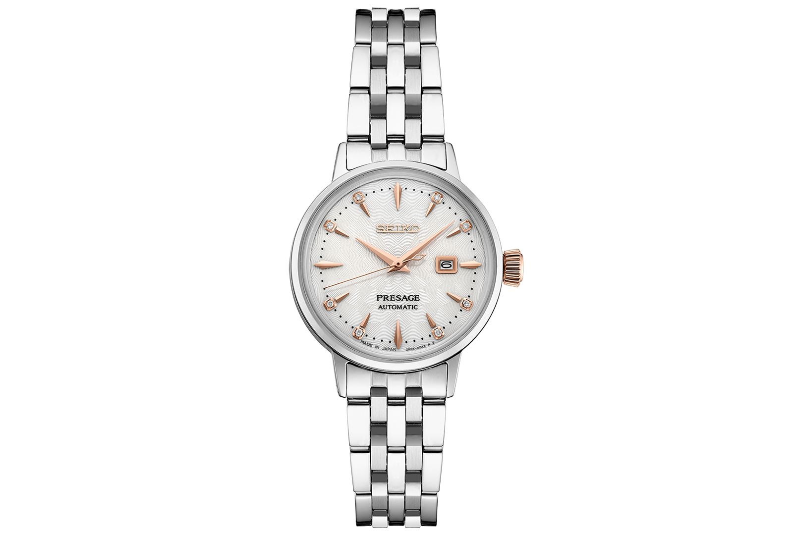 Seiko Women's Automatic Presage Diamond Stainless Steel Bracelet Watch 30mm