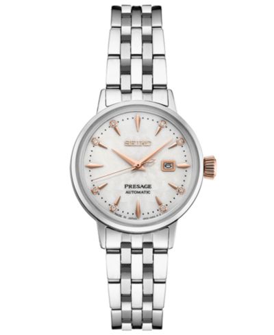 Seiko Women's Automatic Presage Diamond Stainless Steel Bracelet Watch 30mm