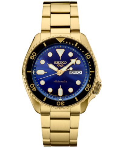 Мужские часы Seiko Men's Automatic 5 Sports Gold-Tone Stainless Steel Bracelet 43mm