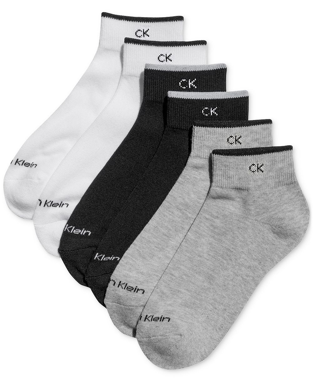 Calvin Klein Women's 6-Pk. Solid Cushion Quarter Socks