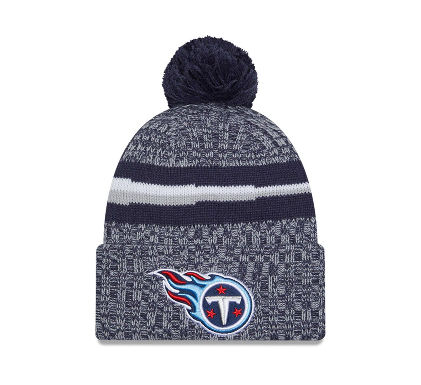 Вязаная шапка New Era Men's Navy Tennessee Titans 2023 Sideline Pom