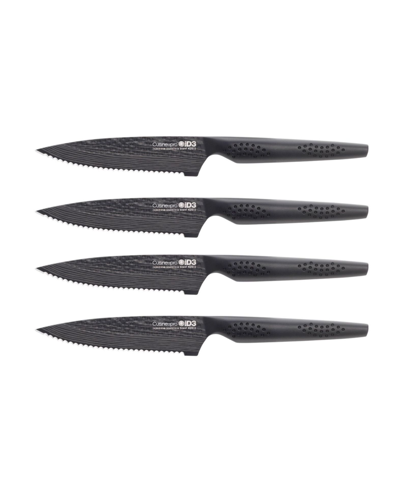 iCuisine::pro® iD3® BLACK SAMURAI® Steak Steel 4 Piece Knife Set