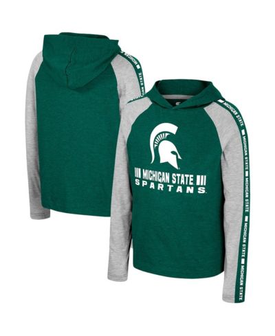 Детская толстовка Colosseum Big Boys Green Michigan State Spartans Ned Raglan Long Sleeve Hooded T-shirt