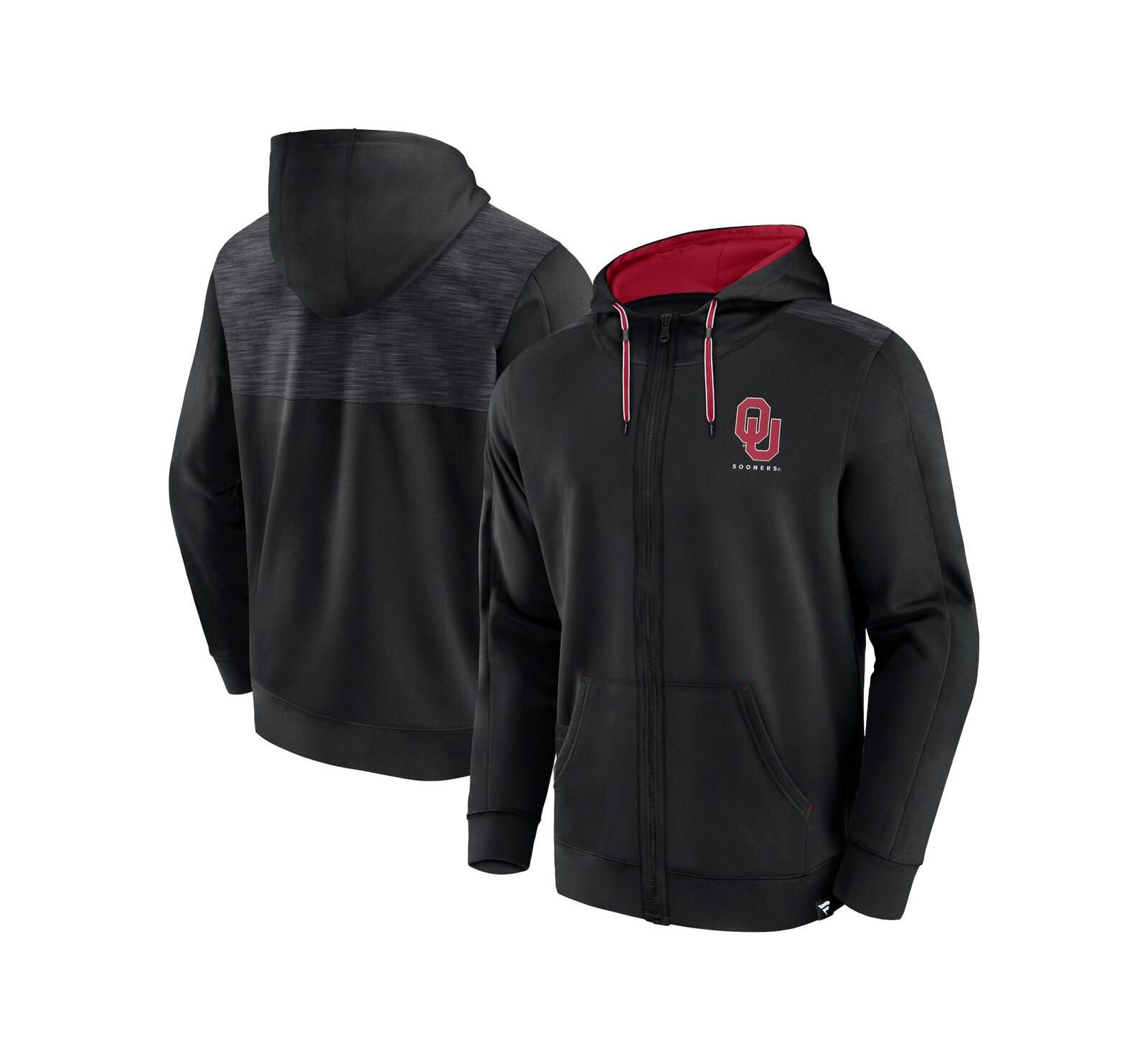 Мужское худи Fanatics черное Oklahoma Sooners Power Index с полной молнией
