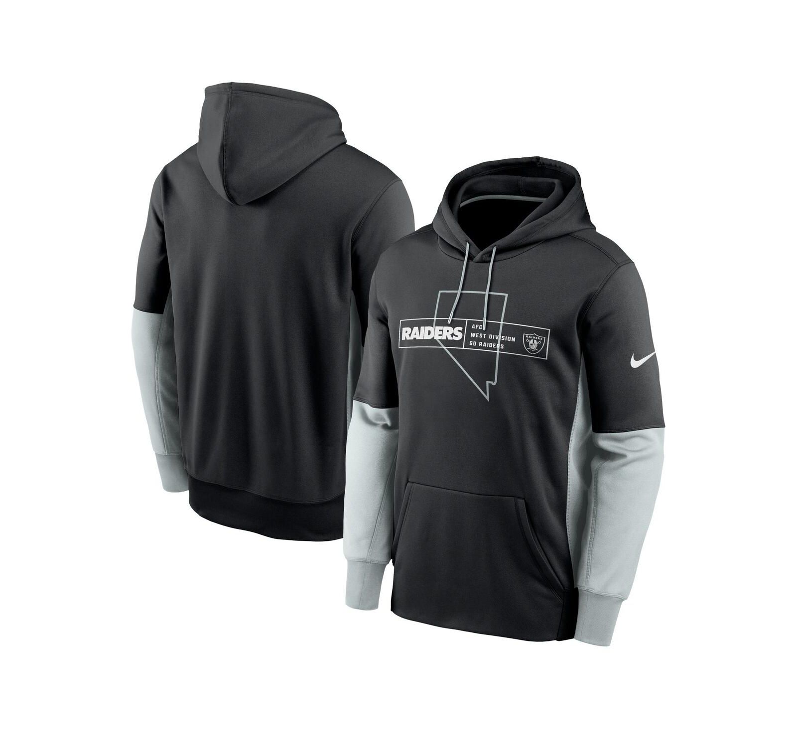 Men's Nike Black Las Vegas Raiders Color Block Fleece Performance Pullover Hoodie