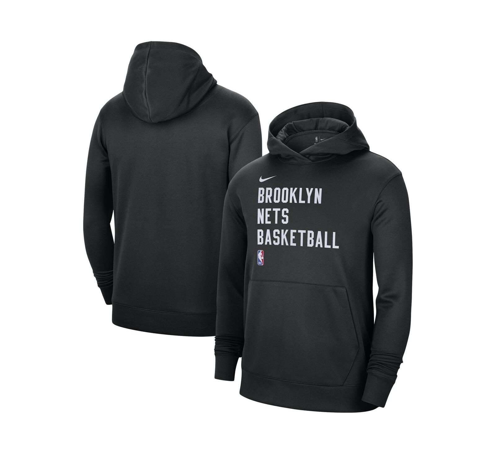 Nike Мужская и женская толстовка Nike Black Brooklyn Nets 2023/24 Performance Spotlight On-Court Practice Pullover Hoodie