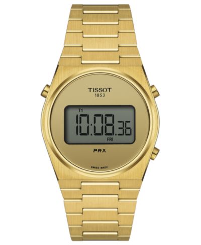 Tissot Unisex Digital PRX Gold PVD Stainless Steel Bracelet Watch 35mm
