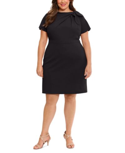 London Times Plus Size Bow-Neck Sheath Dress