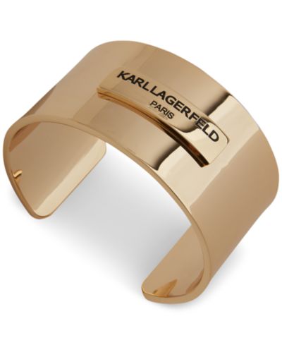 KARL LAGERFELD PARIS Women's Gold-Tone Logo Cuff Bracelet