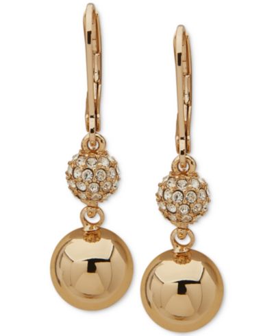 KARL LAGERFELD PARIS Женские серьги Gold-Tone Crystal Double Drop