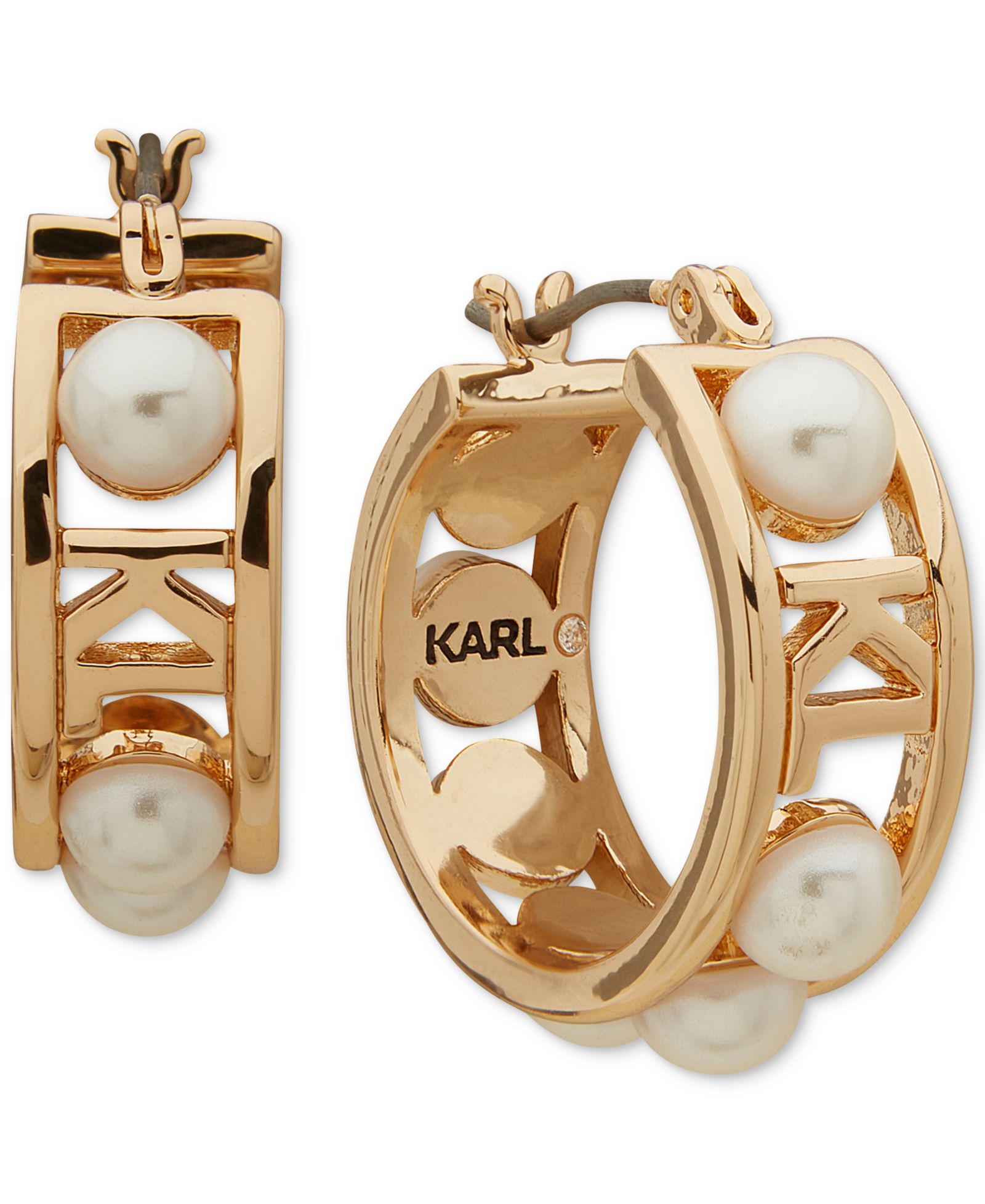 Серьги-кольца KARL LAGERFELD PARIS Women's Gold-Tone Imitation-Pearl