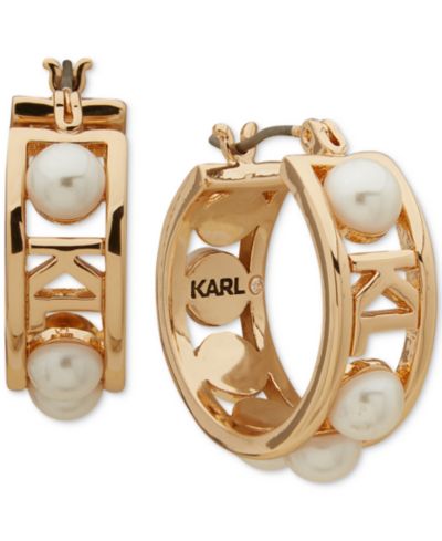 Серьги-кольца KARL LAGERFELD PARIS Women's Gold-Tone Imitation-Pearl