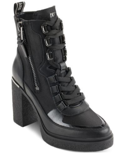 Женские ботильоны DKNY Women's Toia Lace-Up Zip Block Heel