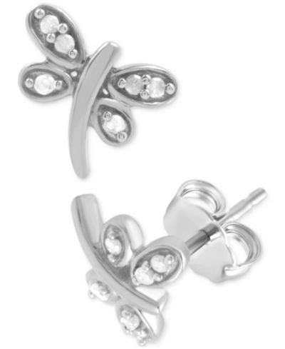 Diamond Dragonfly серьги-гвоздики (1/10 ct. t.w.)