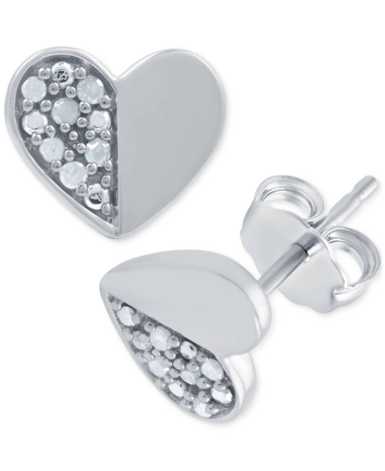 Diamond Polished Heart Stud Earrings (1/10 ct. t.w.)