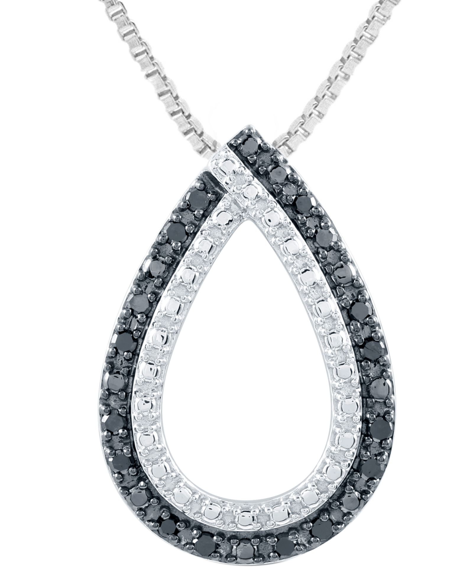 Подвеска-кулон Black Diamond Open Teardrop 18" (1/6 ct. t.w.) в Sterling Silver