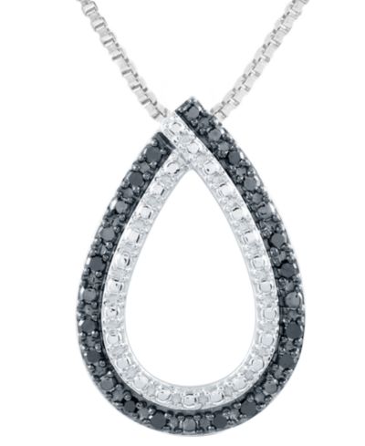 Подвеска-кулон Black Diamond Open Teardrop 18" (1/6 ct. t.w.) в Sterling Silver