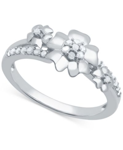 Кольцо Diamond Flower (1/6 ct. t.w.) из стерлингового серебра
