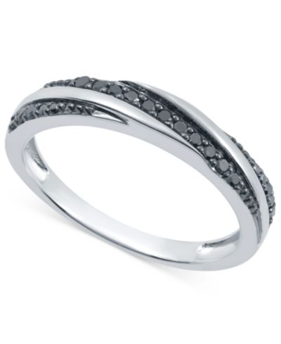 Black Diamond Twist Look Ring (1/6 ct. t.w.) in Sterling Silver