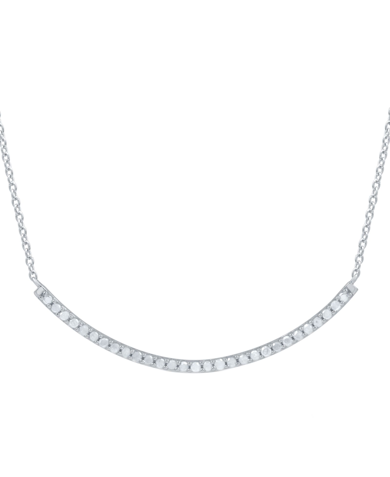 Marsala изогнутый стержень с бриллиантами ожерелье 16" (1/4 ct. t.w.) из стерлингового серебра
