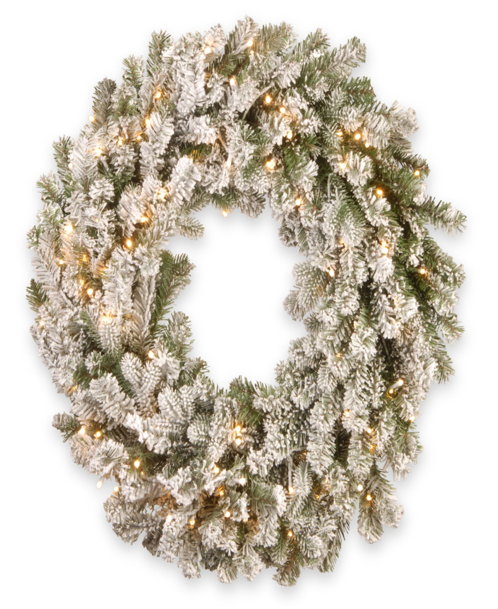 Елочное украшение National Tree Company 30" Snowy Sheffield Spruce Wreath с мигающими LED Lights