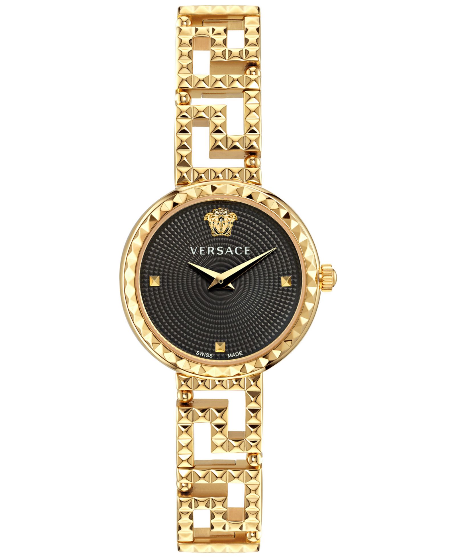 Женские наручные часы Versace Swiss Greca Goddess, золотое напыление, нержавеющая сталь, 28mm