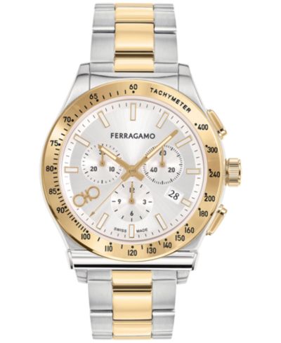 Salvatore Ferragamo Мужские часы 1927 Swiss Chronograph с двухцветным нержавеющим браслетом 42mm