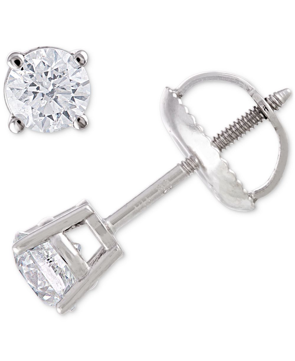 Серьги-гвоздики IGI Certified с бесцветными бриллиантами в белом золоте 18K