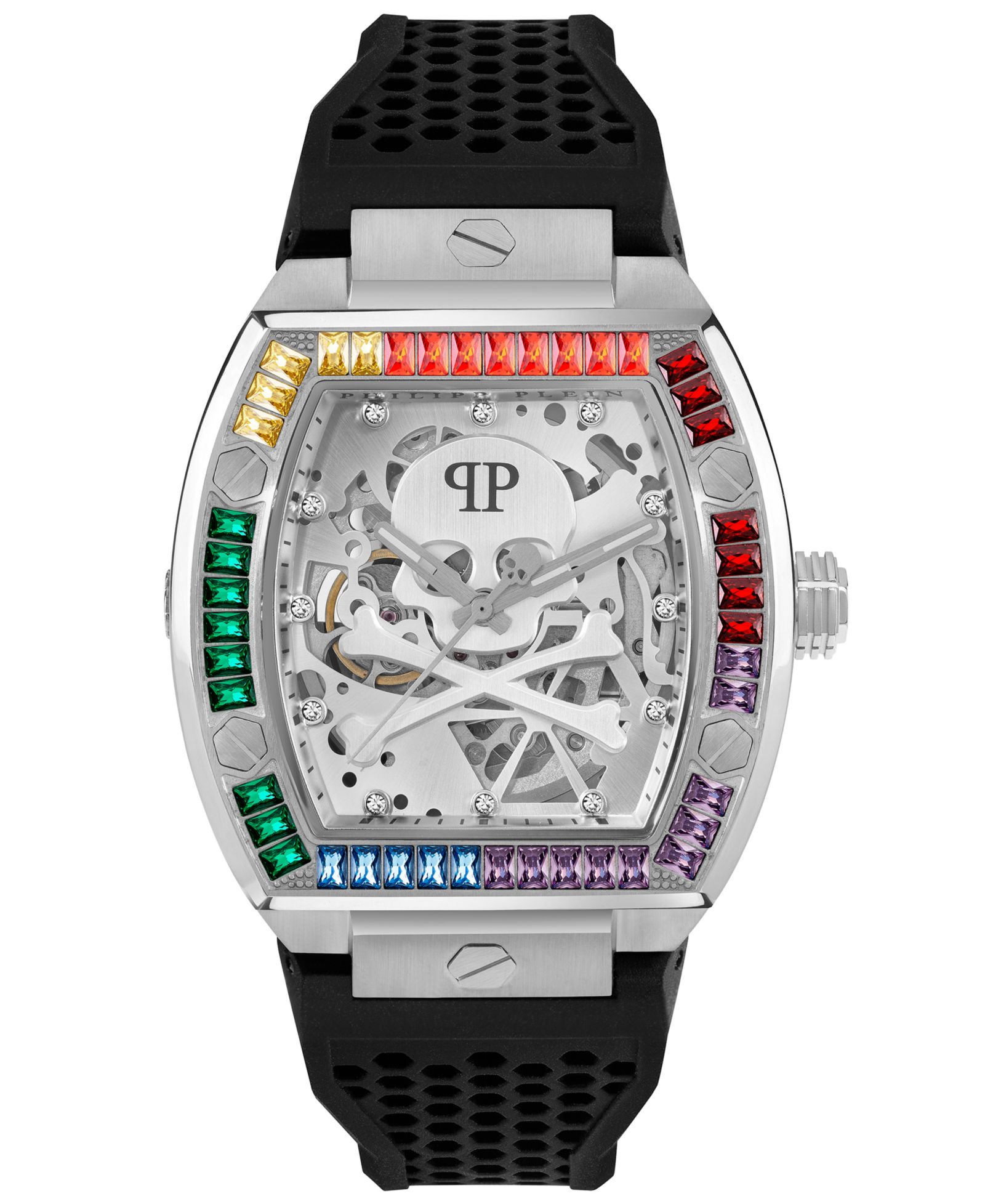 Часы Philipp Plein Men's Automatic The Keleton Black Silicone Strap 44mm