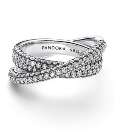 Pandora Timeless Sterling Silver Pave Crossover Dual Band Кольцо