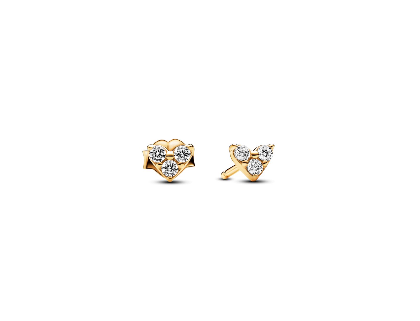 Pandora Gold-Plated Triple Stone Heart Stud Earrings