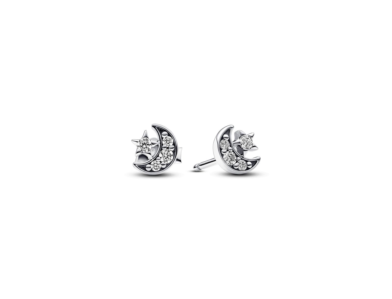Pandora Cubic Zirconia Moon Star Stud Earrings