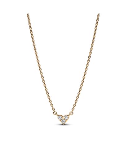 Pandora Gold-Plated Triple Stone Heart Collier Pendant Necklace