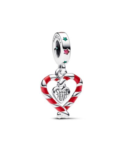 Pandora шарм Christmas Double Candy Cane Heart с кубическим цирконием
