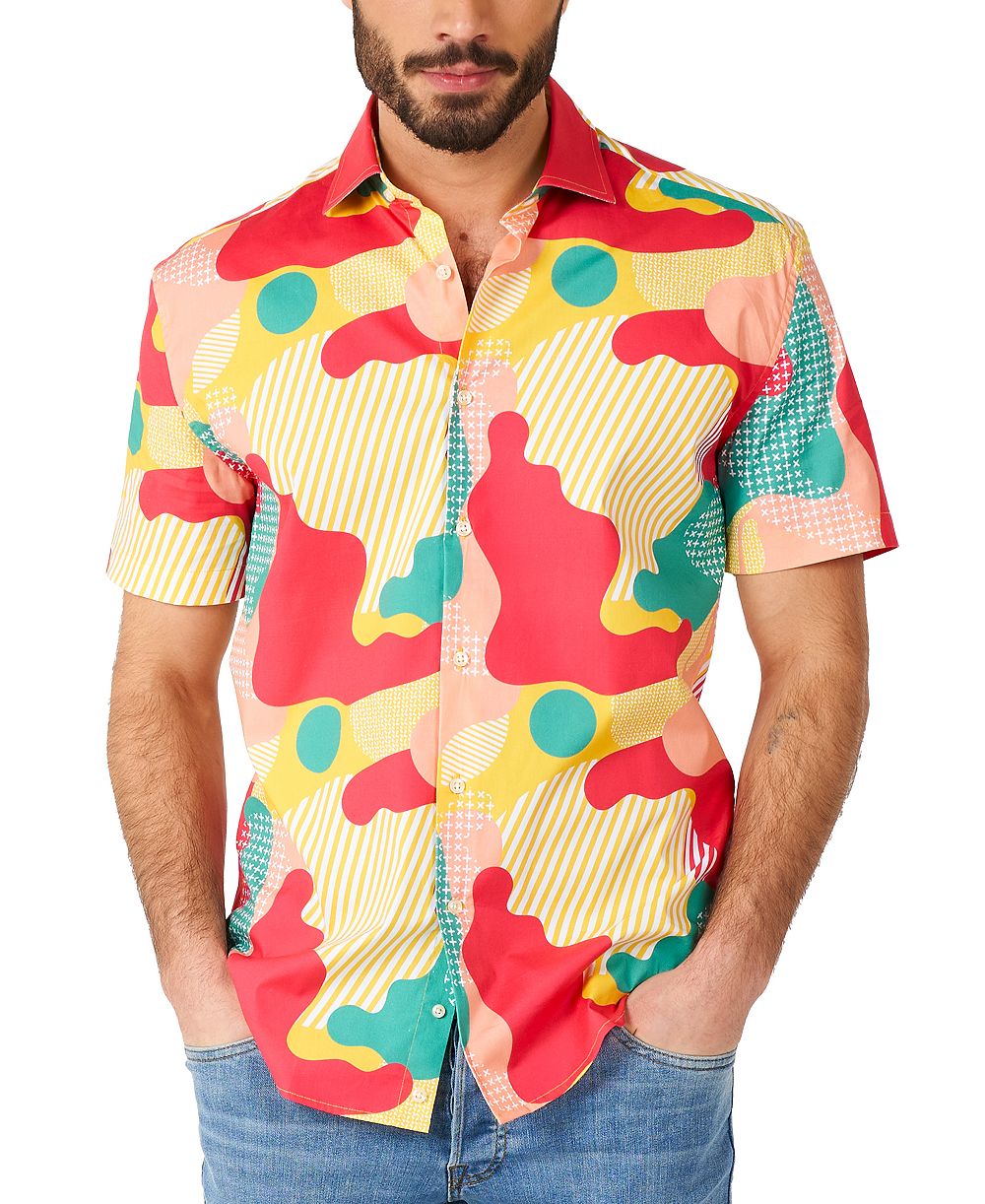 OppoSuits Men's SHIRT Short Sleeve Coral Camo
