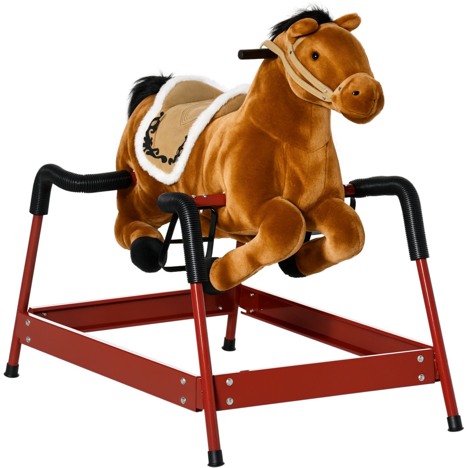 Qaba Spring Rocking Horse with Sound Effects, 132 lbs. Weight Capacity, Ages 5-12