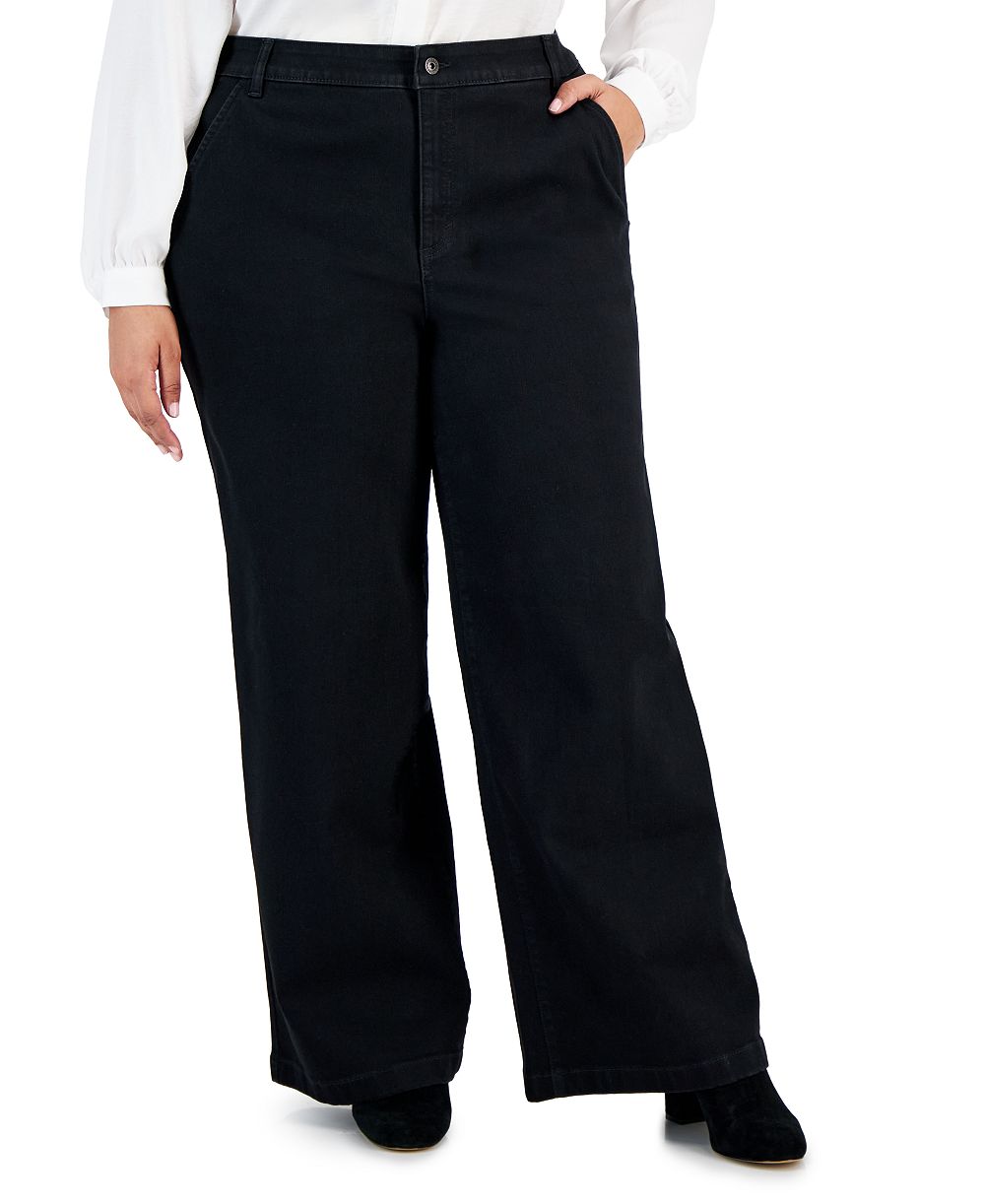 Style & Co Plus Size High-Rise Wide-Leg Jeans, Macy's Exclusive
