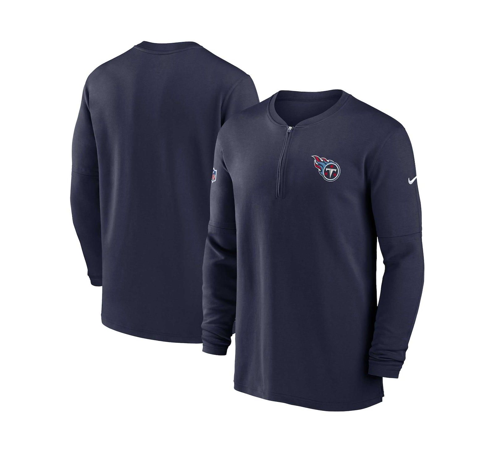 Men's Nike Navy Tennessee Titans 2023 Sideline Performance Long Sleeve Quarter-Zip Top