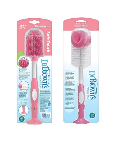 Детская щетка для бутылочек Dr. Browns Soft Touch и губка, розовая, 2 шт