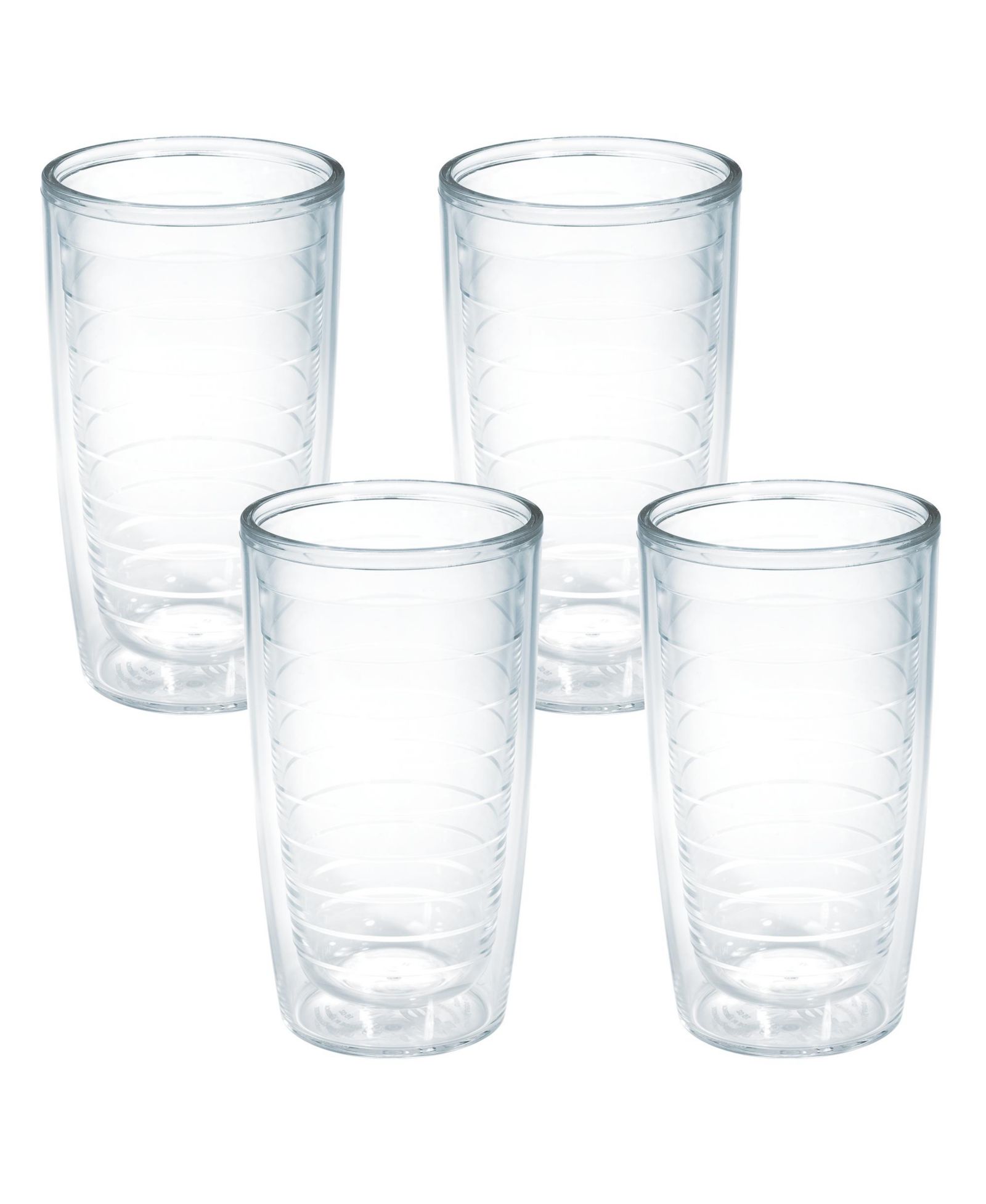 Tervis  Clear and Colorful Tabletop Made in USA Double Walled  Insulated Tumbler Travel Cup Keeps Drinks Cold and Hot, 16oz - 4pk, Clear