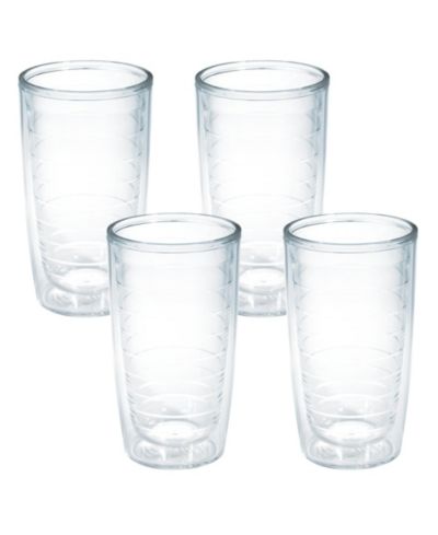 Tervis  Clear and Colorful Tabletop Made in USA Double Walled  Insulated Tumbler Travel Cup Keeps Drinks Cold and Hot, 16oz - 4pk, Clear