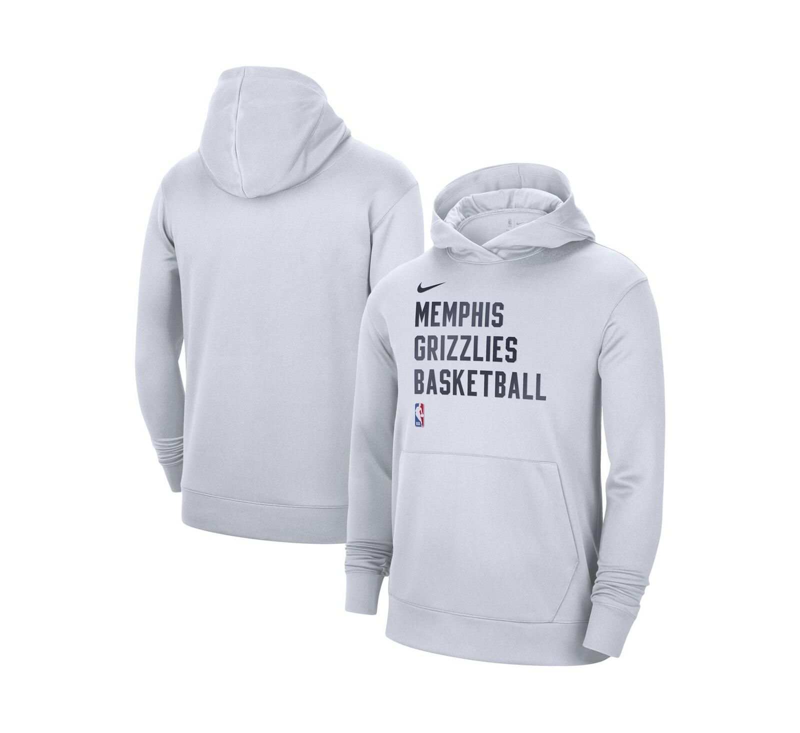 Nike Мужской и Женский White Memphis Grizzlies 2023/24 Performance Spotlight On-Court Practice Pullover Hoodie