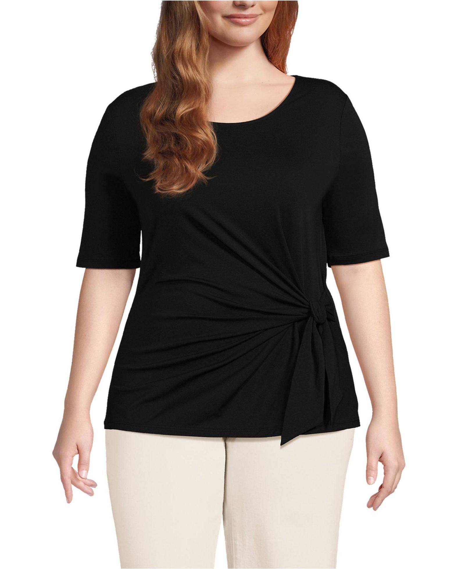 Топ Lands' End Plus Size Lightweight Jersey Tie Front