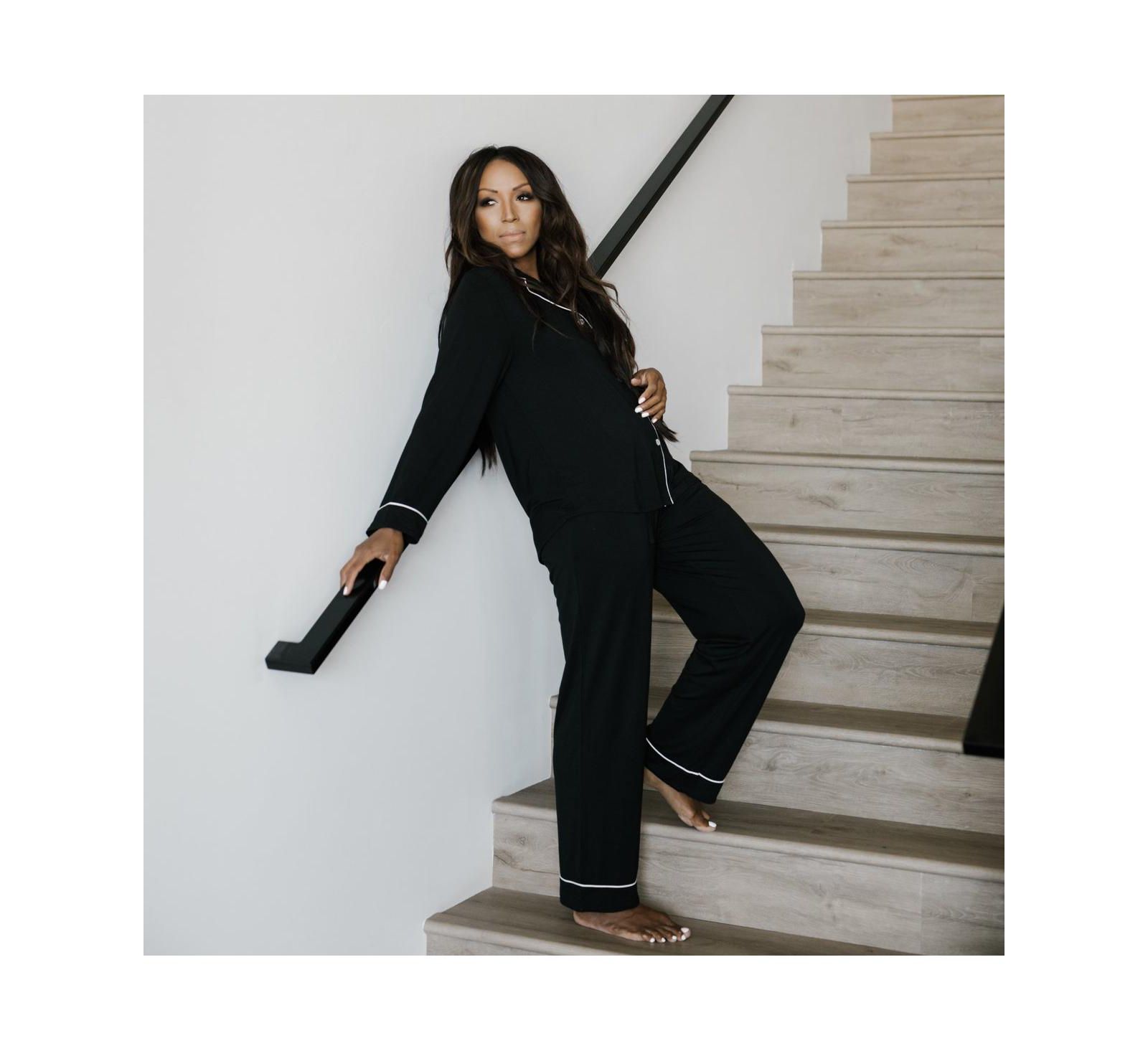 Cozy Earth Women's Long Sleeve Stretch-Knit Viscose from Bamboo Pajama Set